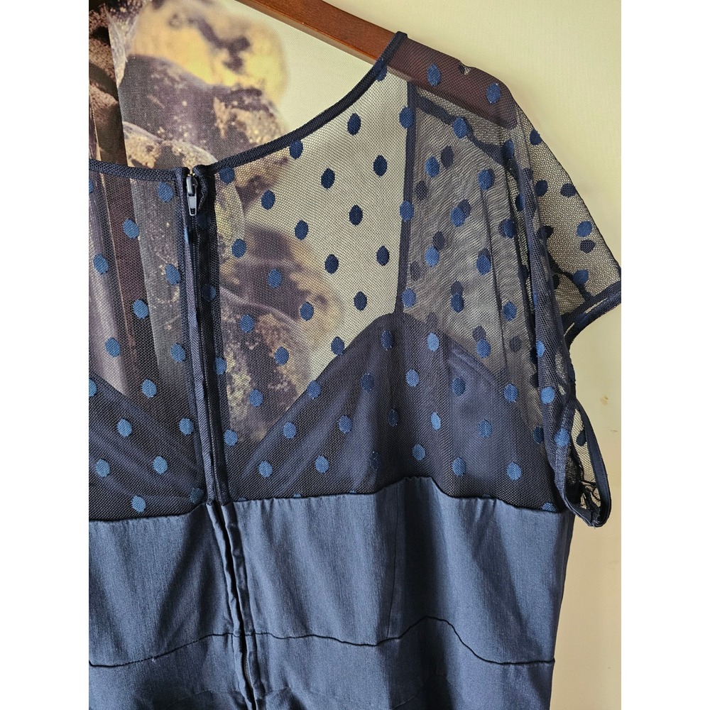 Torrid Blue Polka Dot Mesh Illusion Neckline Fit & Flare Swing Dress Size 28 - Picture 6 of 10